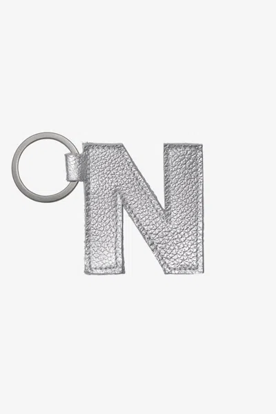 Los Angeles Apparel Rlh520 - Leather Alphabet Keychain In Gray