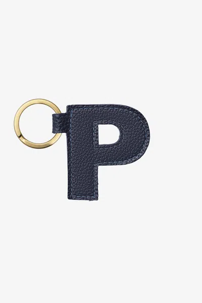 Los Angeles Apparel Rlh520 - Leather Alphabet Keychain In P Navy