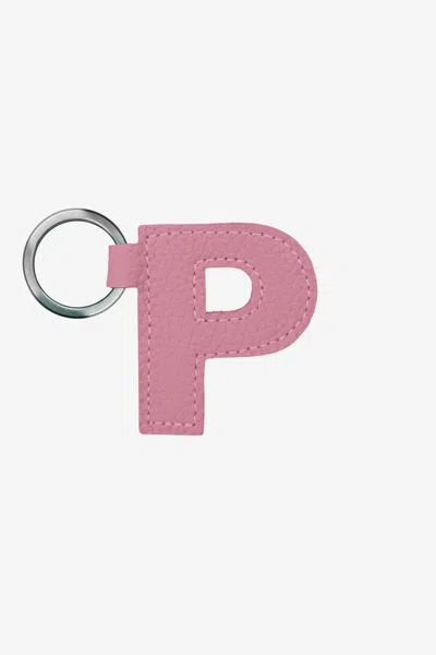 Los Angeles Apparel Rlh520 - Leather Alphabet Keychain In P Pink
