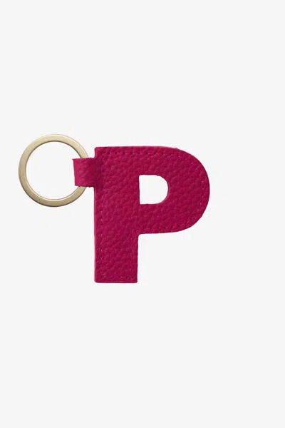 Los Angeles Apparel Rlh520 - Leather Alphabet Keychain In P Raspberry