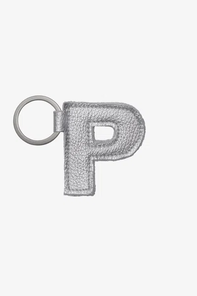 Los Angeles Apparel Rlh520 - Leather Alphabet Keychain In P Silver Foil