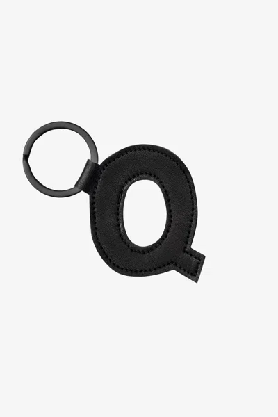 Los Angeles Apparel Rlh520 - Leather Alphabet Keychain In Q Black