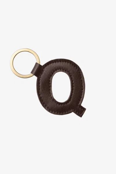 Los Angeles Apparel Rlh520 - Leather Alphabet Keychain In Q Espresso