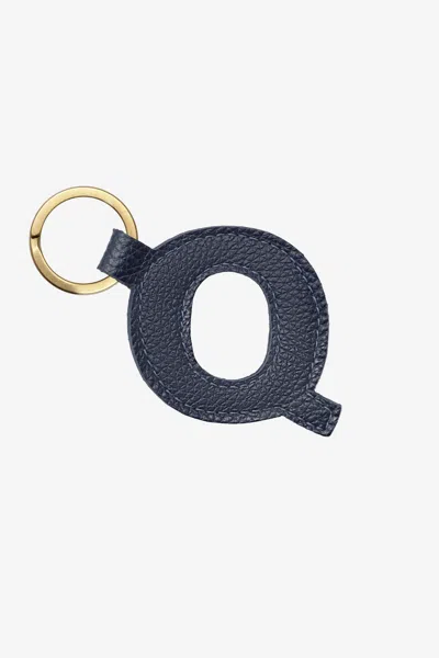 Los Angeles Apparel Rlh520 - Leather Alphabet Keychain In Q Navy