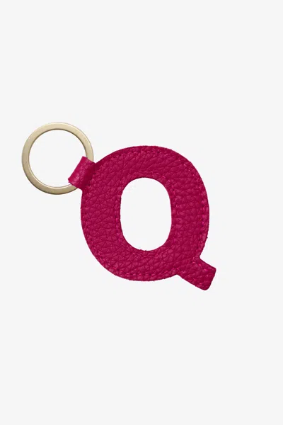 Los Angeles Apparel Rlh520 - Leather Alphabet Keychain In Pink