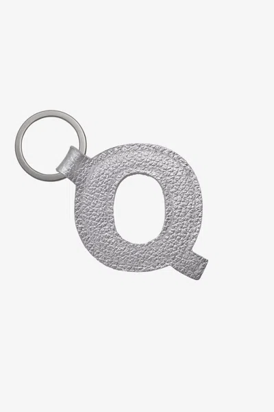 Los Angeles Apparel Rlh520 - Leather Alphabet Keychain In Gray