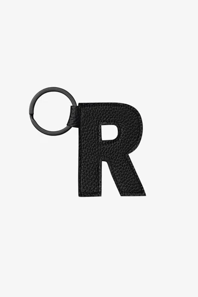 Los Angeles Apparel Rlh520 - Leather Alphabet Keychain In R Black