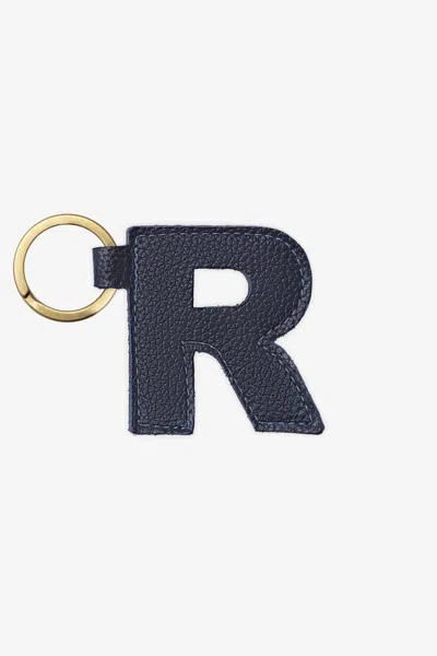 Los Angeles Apparel Rlh520 - Leather Alphabet Keychain In R Navy