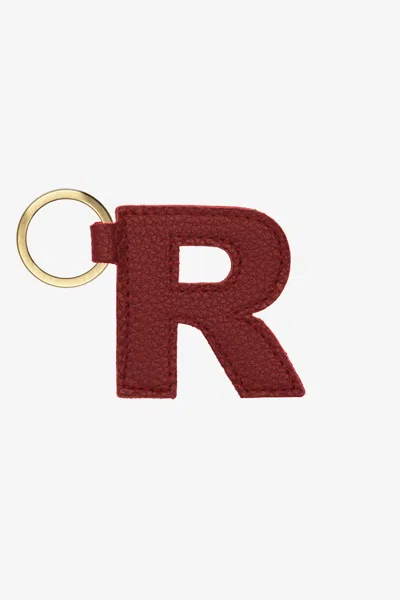 Los Angeles Apparel Rlh520 - Leather Alphabet Keychain In R Oxblood