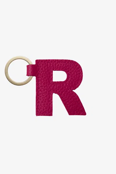 Los Angeles Apparel Rlh520 - Leather Alphabet Keychain In R Raspberry