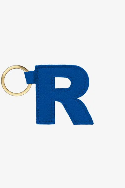 Los Angeles Apparel Rlh520 - Leather Alphabet Keychain In R Royal