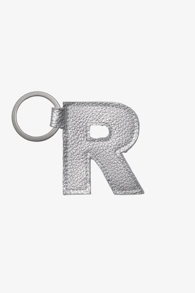 Los Angeles Apparel Rlh520 - Leather Alphabet Keychain In Gray