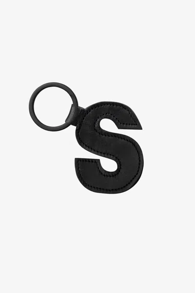 Los Angeles Apparel Rlh520 - Leather Alphabet Keychain In S Black