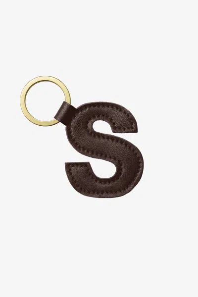 Los Angeles Apparel Rlh520 - Leather Alphabet Keychain In S Espresso