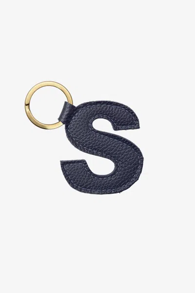 Los Angeles Apparel Rlh520 - Leather Alphabet Keychain In Blue