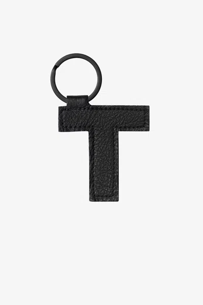 Los Angeles Apparel Rlh520 - Leather Alphabet Keychain In T Black