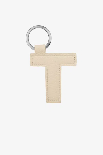 Los Angeles Apparel Rlh520 - Leather Alphabet Keychain In Gray