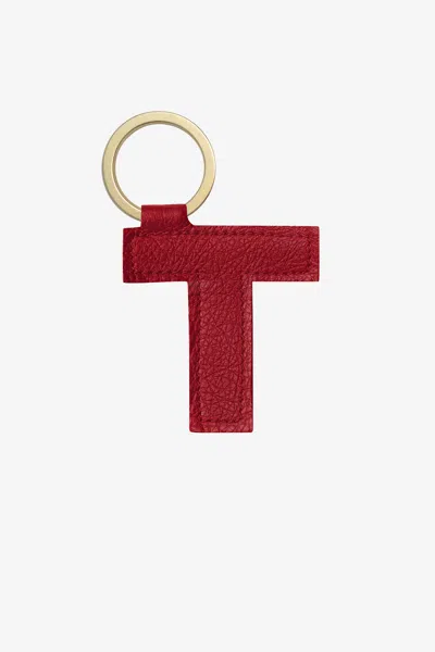 Los Angeles Apparel Rlh520 - Leather Alphabet Keychain In T Cherry Red