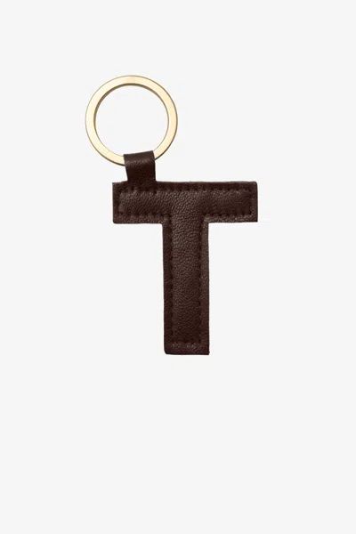 Los Angeles Apparel Rlh520 - Leather Alphabet Keychain In Brown
