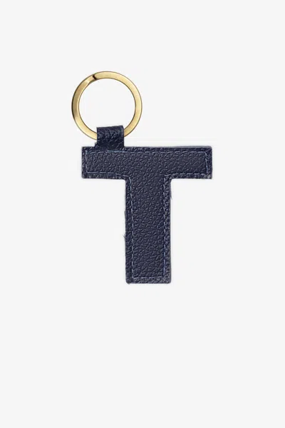 Los Angeles Apparel Rlh520 - Leather Alphabet Keychain In Blue