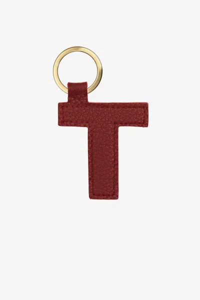 Los Angeles Apparel Rlh520 - Leather Alphabet Keychain In Red