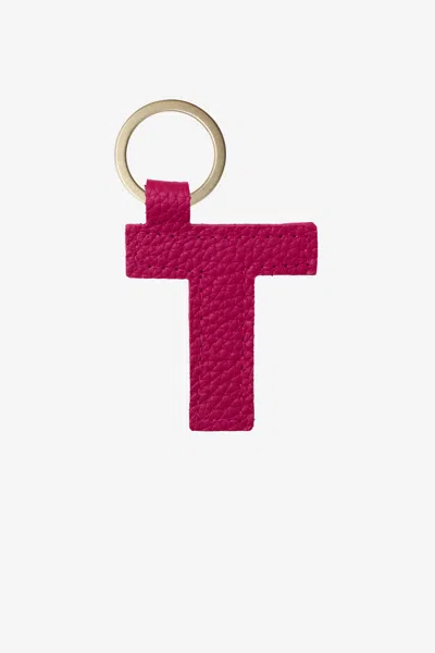 Los Angeles Apparel Rlh520 - Leather Alphabet Keychain In T Raspberry