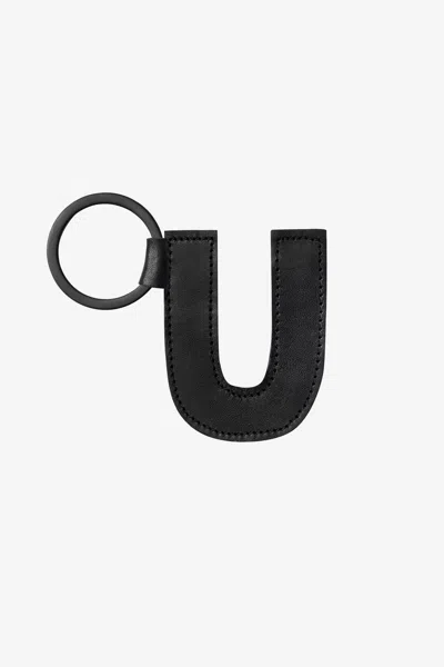 Los Angeles Apparel Rlh520 - Leather Alphabet Keychain In U Black