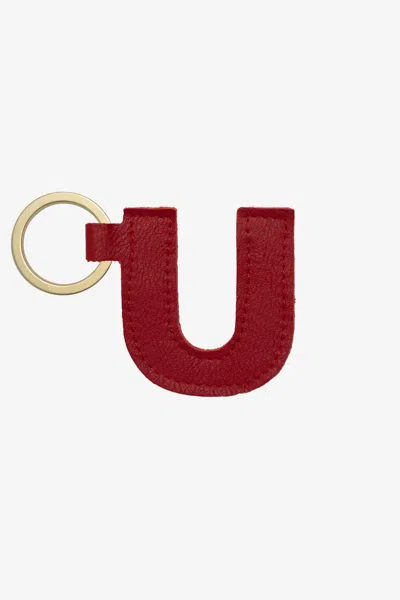 Los Angeles Apparel Rlh520 - Leather Alphabet Keychain In Red
