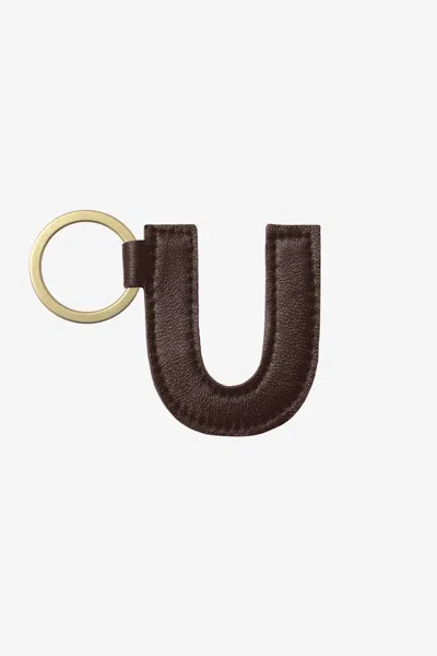 Los Angeles Apparel Rlh520 - Leather Alphabet Keychain In U Espresso