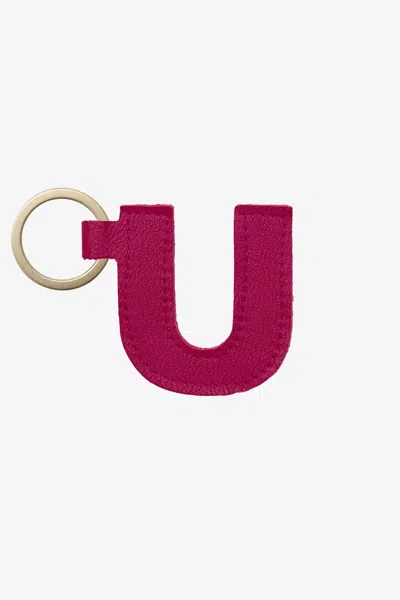 Los Angeles Apparel Rlh520 - Leather Alphabet Keychain In U Raspberry