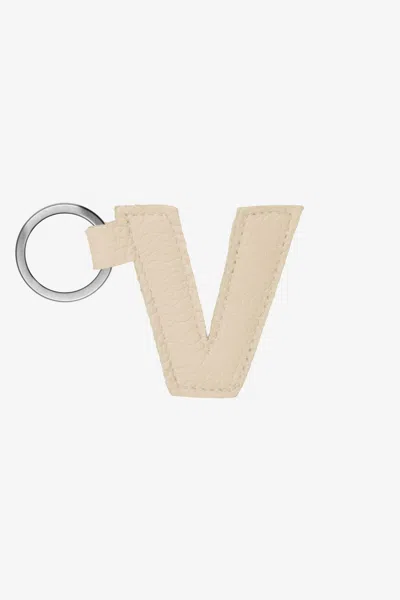 Los Angeles Apparel Rlh520 - Leather Alphabet Keychain In Gray