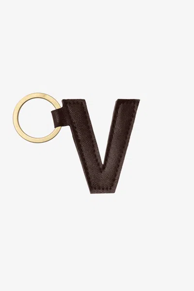 Los Angeles Apparel Rlh520 - Leather Alphabet Keychain In V Espresso