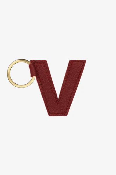 Los Angeles Apparel Rlh520 - Leather Alphabet Keychain In V Oxblood