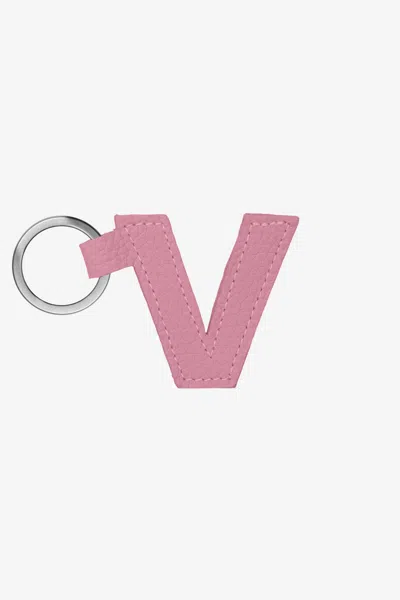 Los Angeles Apparel Rlh520 - Leather Alphabet Keychain In V Pink