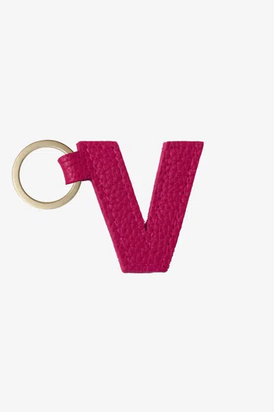 Los Angeles Apparel Rlh520 - Leather Alphabet Keychain In V Raspberry