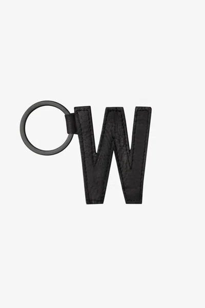 Los Angeles Apparel Rlh520 - Leather Alphabet Keychain In W Black