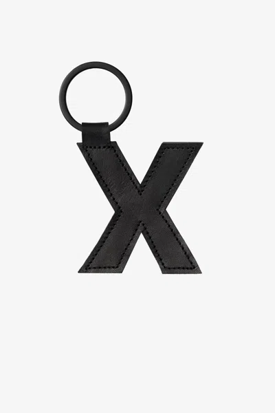 Los Angeles Apparel Rlh520 - Leather Alphabet Keychain In X Black