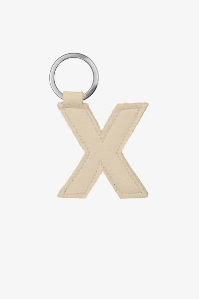 Los Angeles Apparel Rlh520 - Leather Alphabet Keychain In Neutral