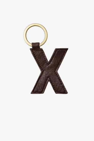 Los Angeles Apparel Rlh520 - Leather Alphabet Keychain In X Espresso