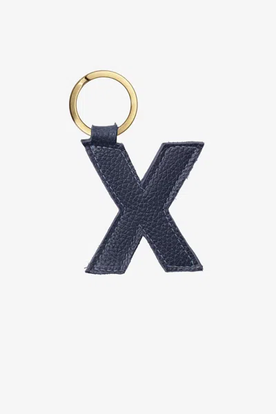 Los Angeles Apparel Rlh520 - Leather Alphabet Keychain In X Navy