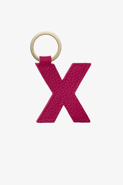 Los Angeles Apparel Rlh520 - Leather Alphabet Keychain In X Raspberry
