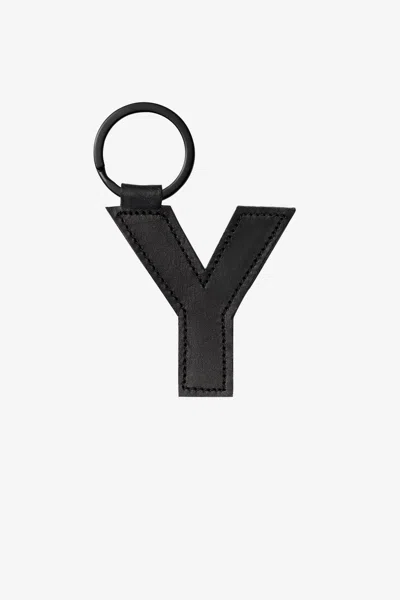 Los Angeles Apparel Rlh520 - Leather Alphabet Keychain In Y Black