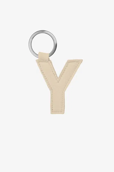 Los Angeles Apparel Rlh520 - Leather Alphabet Keychain In Y Bone