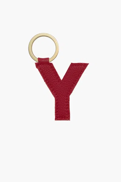 Los Angeles Apparel Rlh520 - Leather Alphabet Keychain In Y Cherry Red