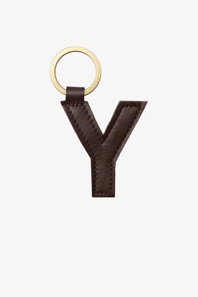 Los Angeles Apparel Rlh520 - Leather Alphabet Keychain In Y Espresso