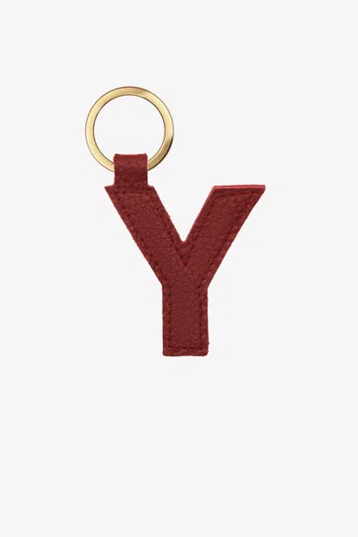 Los Angeles Apparel Rlh520 - Leather Alphabet Keychain In Y Oxblood