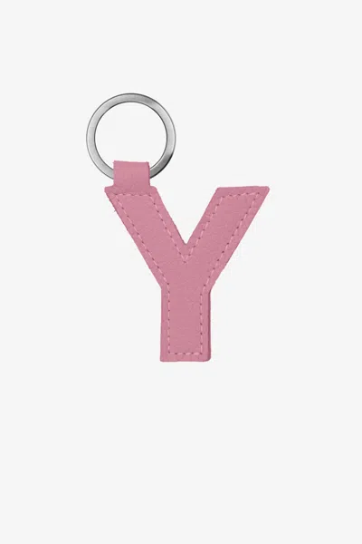 Los Angeles Apparel Rlh520 - Leather Alphabet Keychain In Y Pink