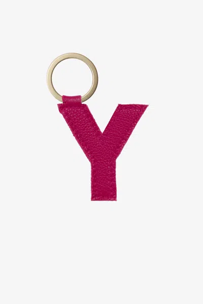 Los Angeles Apparel Rlh520 - Leather Alphabet Keychain In Y Raspberry