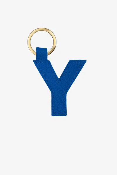 Los Angeles Apparel Rlh520 - Leather Alphabet Keychain In Y Royal