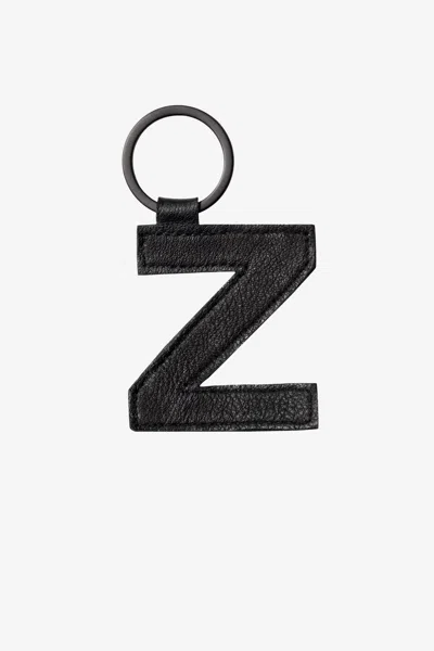 Los Angeles Apparel Rlh520 - Leather Alphabet Keychain In Z Black